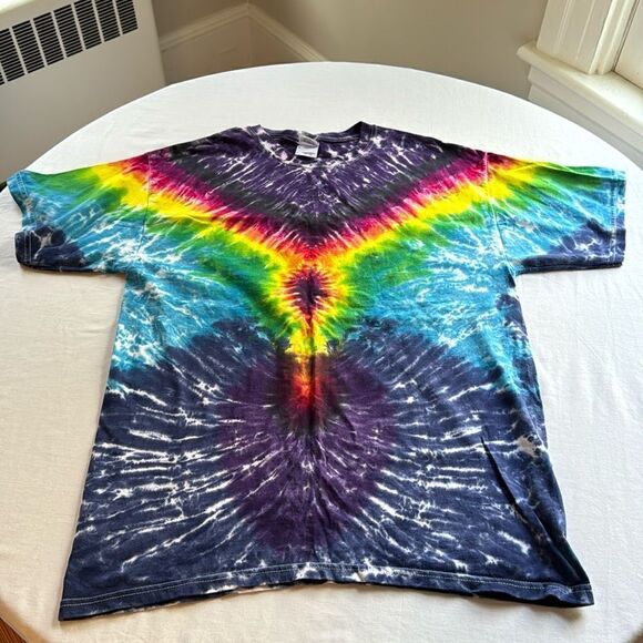Gildan Rainbow tie dye shirt 100% cotton large - Picture 5 of 8